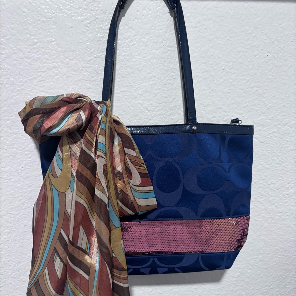 Coach Blue and Pink Totes with Elegant Design